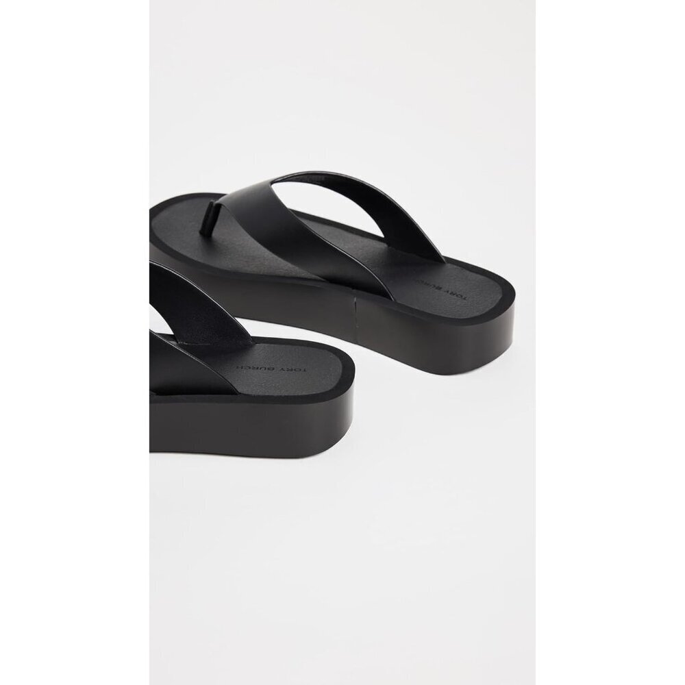 Women's Leather Platform Flip Flops - Picture 4 of 5